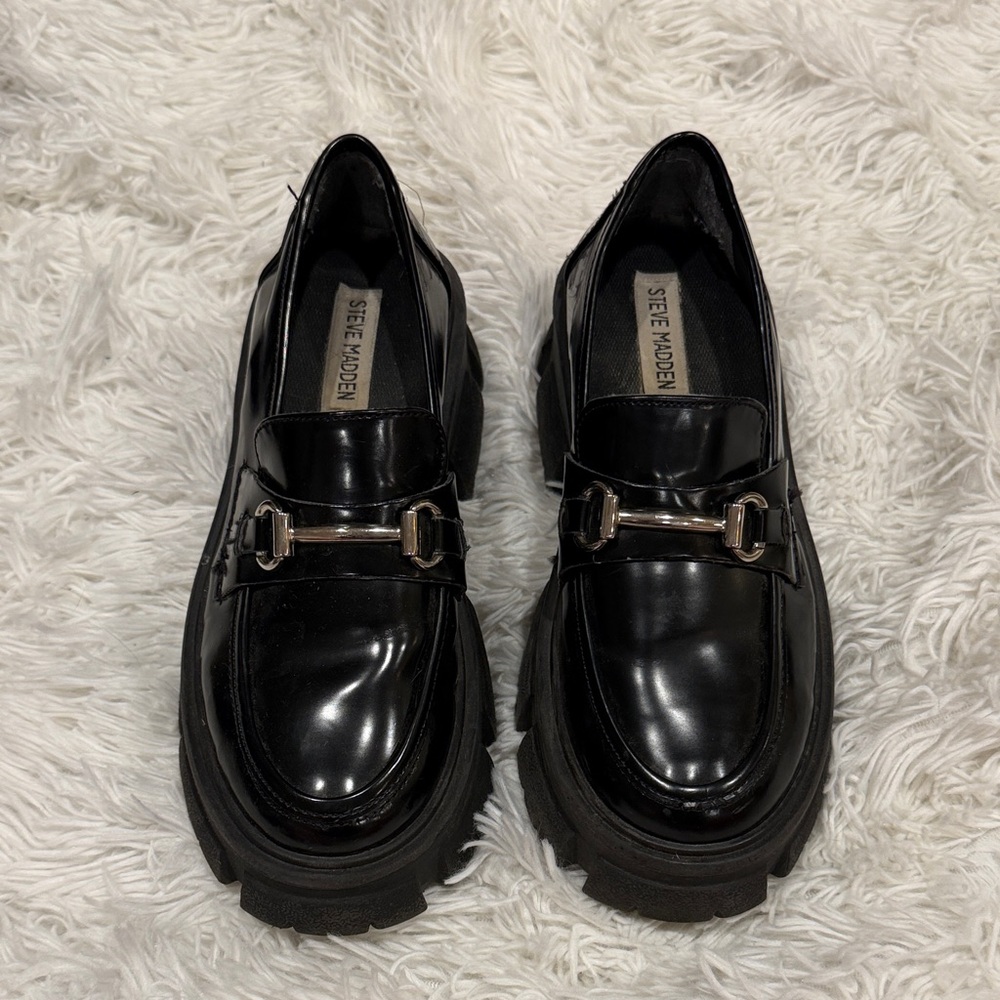 Steve Madden Glossy Black Women's Loafers
